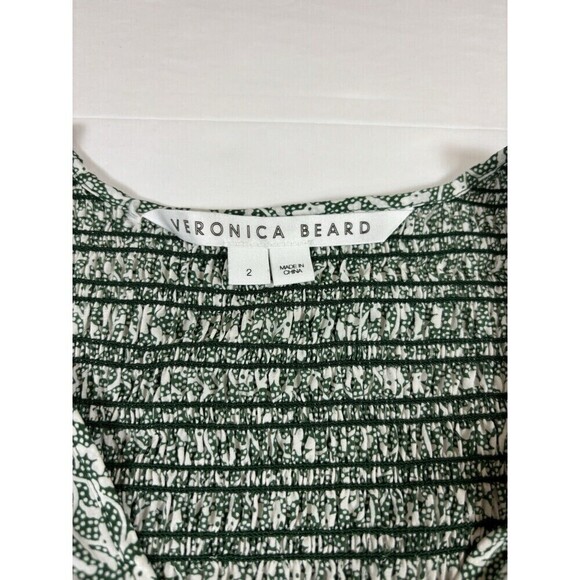 Veronica Beard Desio Mini Dress Green Cream Floral Print 2 - Picture 6 of 12